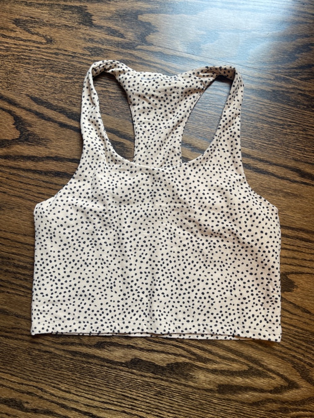 Abercrombie & Fitch Beige Tank Top with Black Polka Dots